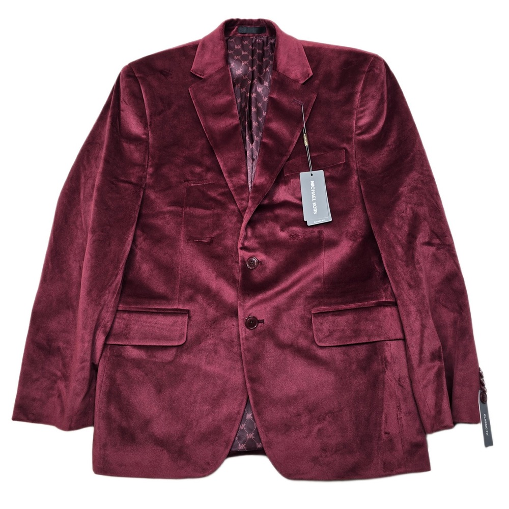 Michael Kors Velvet Sport Coat‎ Mens 38S 38 Burgundy Red Classic Fit NEW